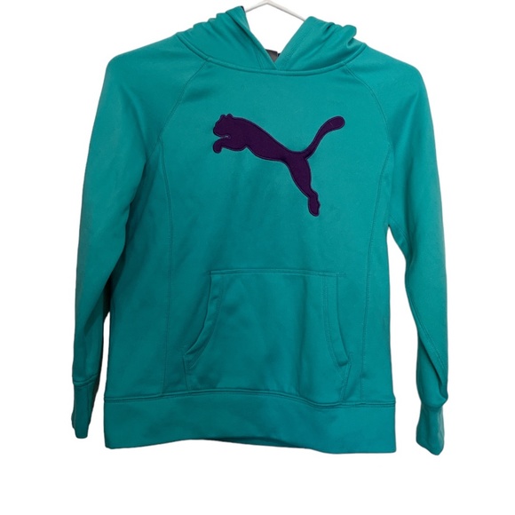 3/$30 Girls or unisex Puma hoodie purple and turquoise - Picture 1 of 6